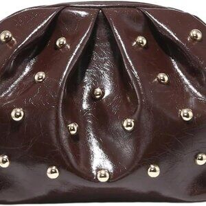 Women's PU Leather Clutch Bag Retro Studded Evening Party Handbag